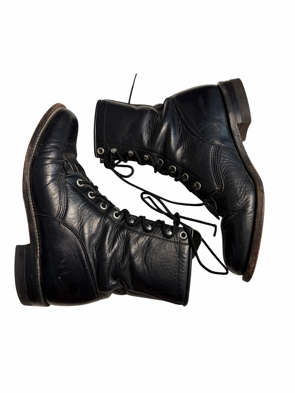Justin Roper Black Leather Lace-Up Boots - Picture 5 of 10